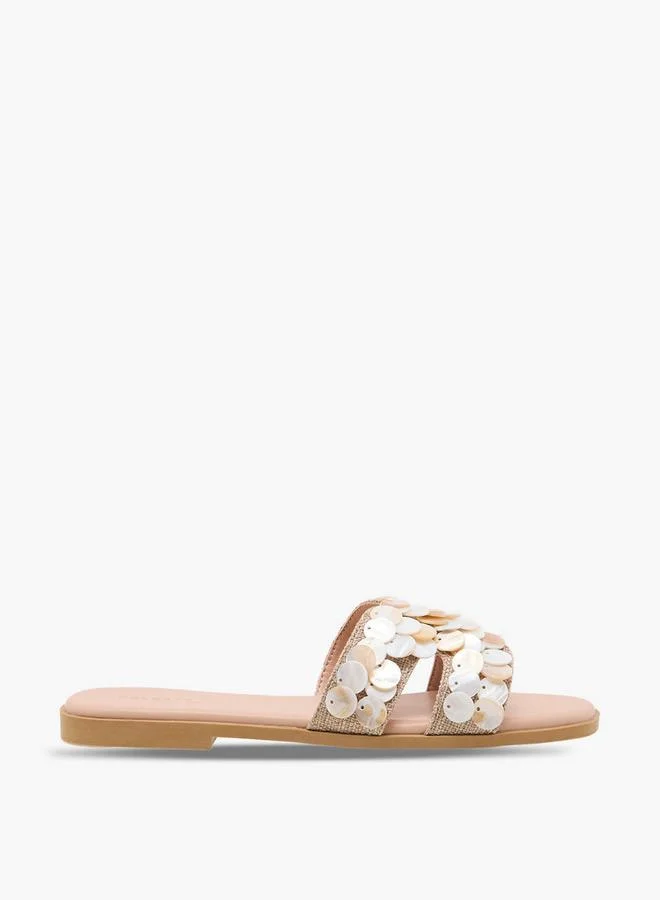 Celeste BEIGE Women Embellished Slip-On Sandals for Women | Best Price UAE