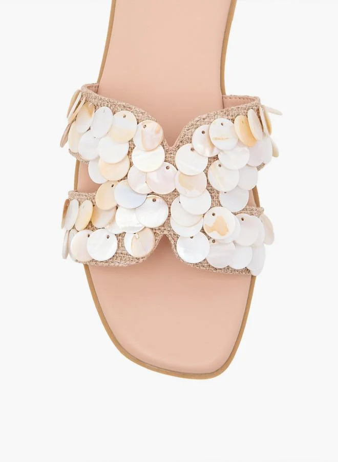 Celeste BEIGE Women Embellished Slip-On Sandals for Women | Best Price UAE