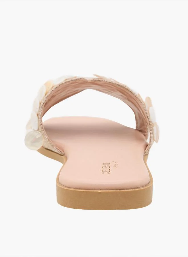 Celeste BEIGE Women Embellished Slip-On Sandals for Women | Best Price UAE