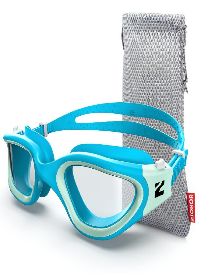 ZIONOR ZIONOR Swim Goggles, G1 SE Swimming Goggles Anti-fog for Adult Men Women, UV Protection, No Leaking (Clear Lens Blue Frame) - Image 1