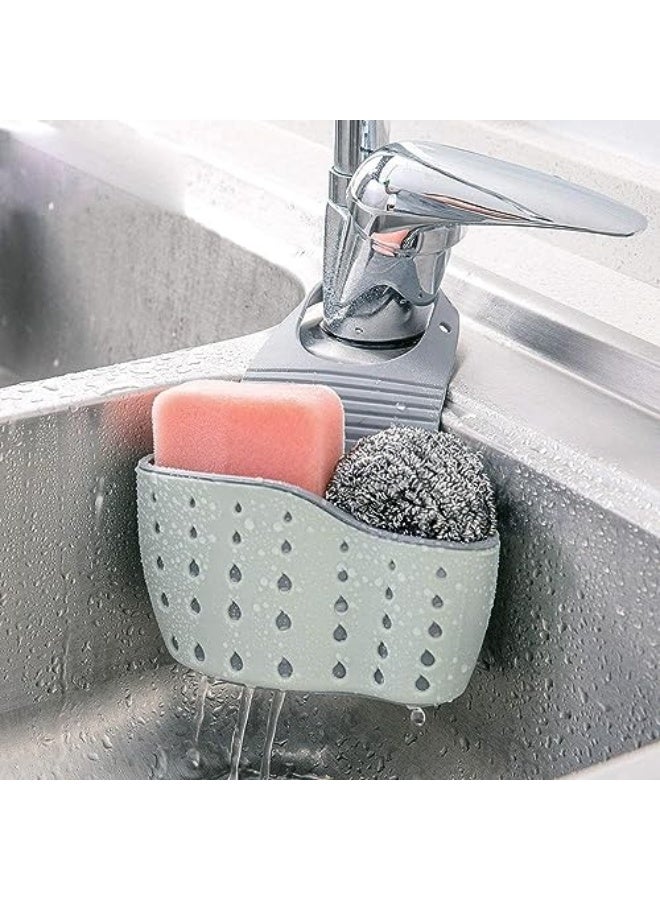 SKY-TOUCH Kitchen Sink Shelf, Sink Storage Basket, Soap Sponge Drain Rack Holder for Sponges Soaps and Cleaning Brushes Sink Accessories - Image 1