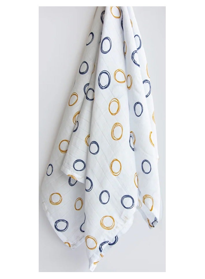 Yellow Doodle Organic Luxury Swaddle - Doodle Circles - Image 3