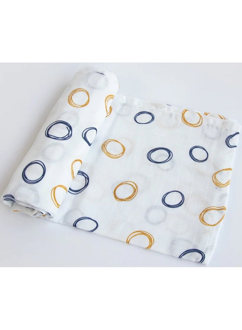 Yellow Doodle Organic Luxury Swaddle - Doodle Circles - Image 2