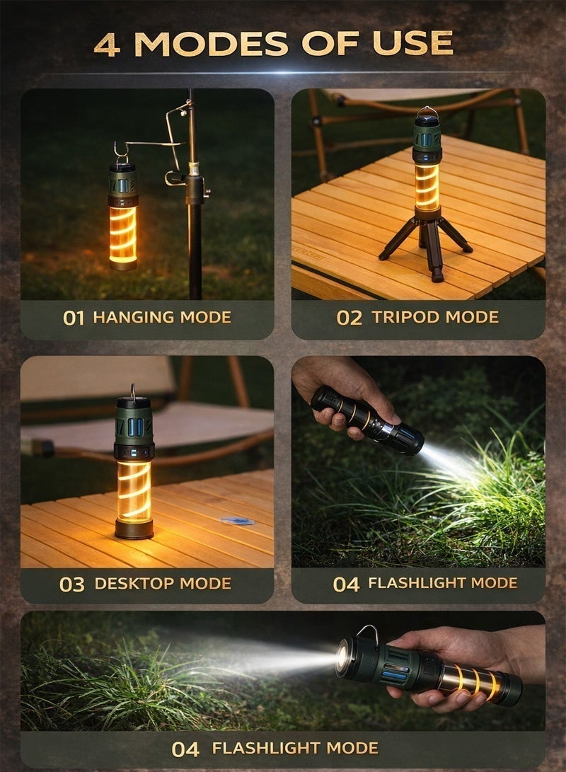 Neyecam Rechargeable Camping Lantern with Mosquito Repellent, 2-in-1 LED Flashlight & Ambient Tent Light, Type-C Charging, 5 Light Modes, Waterproof Hanging Outdoor Lantern for Camping Hiking Emergency - Image 5