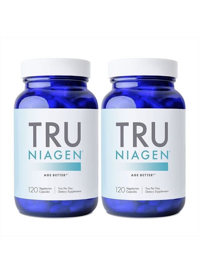 TRU NIAGEN - Patented Nicotinamide Riboside NAD+ Supplement. NR Supports Cellular Energy Metabolism & Repair, Vitality, Healthy Aging of Heart, Brain & Muscle - 60 Servings / 120 Capsules - Pack of 2 - Image 1