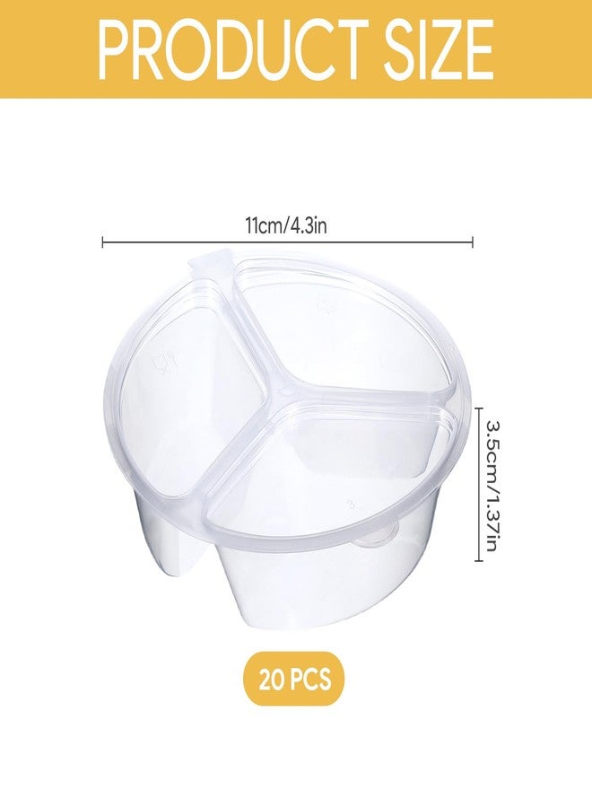 Qiuruoo 20 Pcs 3 Compartment Snack Container, Reusable Snack Containers With Lids, Transparently Portable Three-Compartment Dipping Sauce Box For Dips, Condiment, Fruits - Image 2