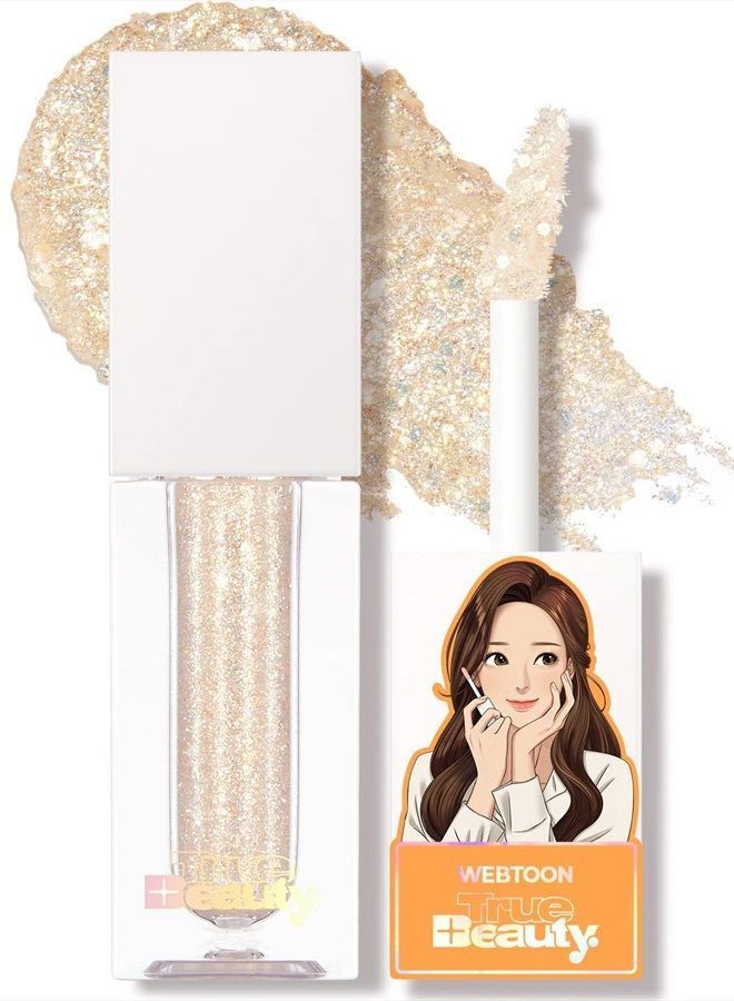 AMTS x Webtoon True Beauty Edition, Glitter EyeShadow Makeup, Matte Shimmer Metallic, Long Lasting, Quick drying, All My Things, K Beauty, Korean makeup (Some Love Glitter) (Some Sweet) - Image 1