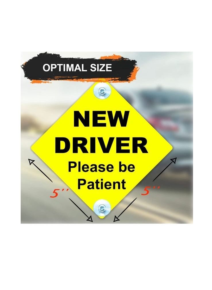 AS SEEN ON TV New Driver Please Be Patient Car Window Signs with Suction Cups 2Pc  - Image 1