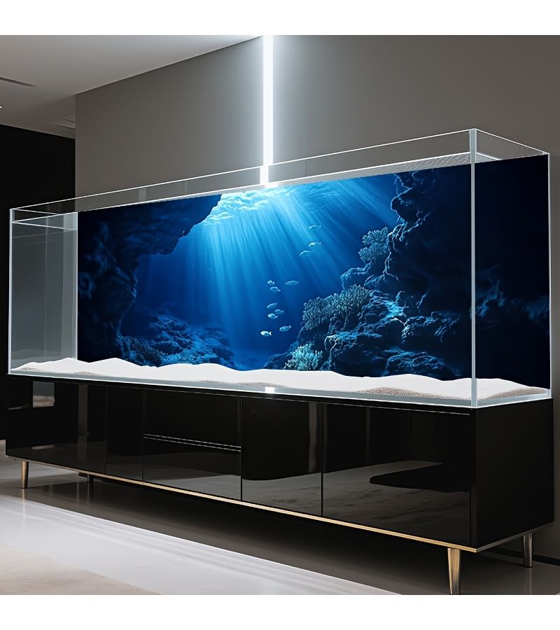 One Sheet 47.2x24 Inch Deep Blue Ocean Themed Aquarium Background Sticker Self Adhesive Sunlight Ray Mural for Fish Tank Durable Scratch Resistant - Image 4