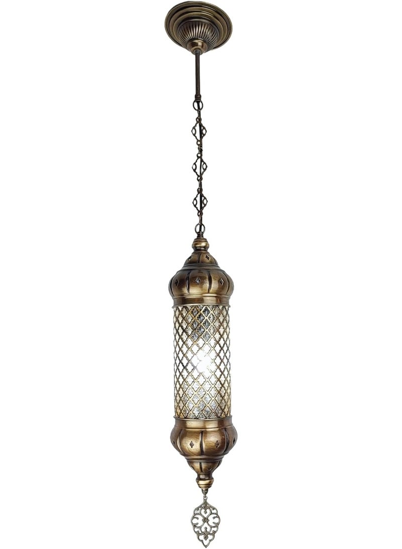 Prime Sole Vintage Moroccan Pendant Light, Antique Brass Hanging Lantern Ceiling Fixture, Boho Islamic Lantern Lamp for Kitchen, Hallway, Entryway, Dining Room Décor Lighting - Image 1