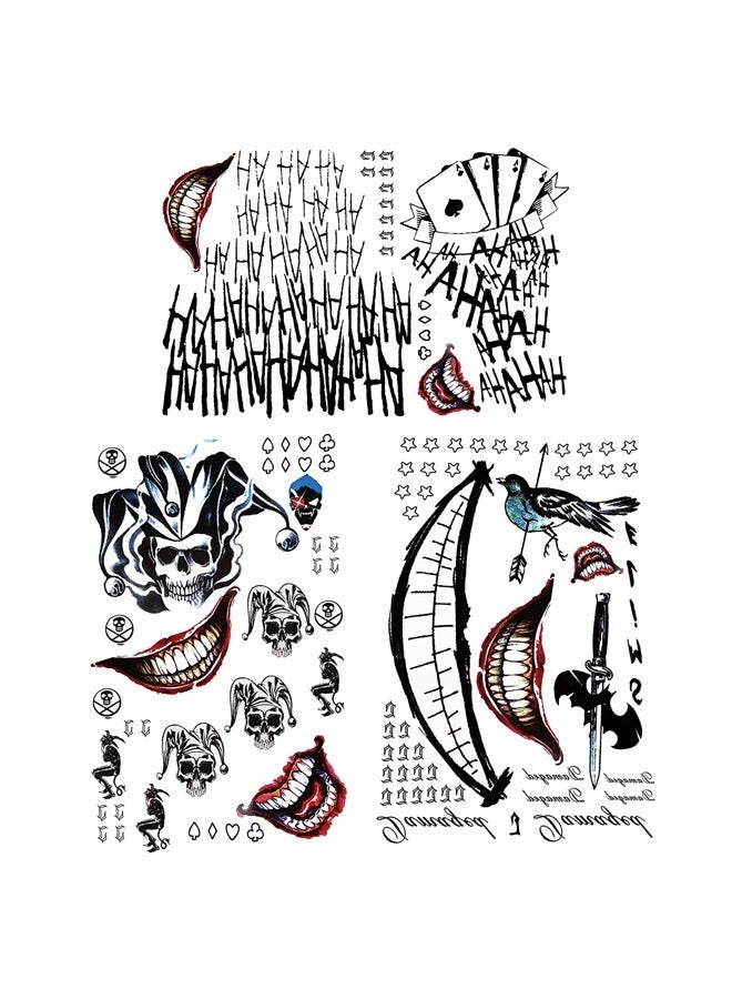 Fake Temporary Tattoos, 3-Sheet Men Temporary Tattoo Sticker for Halloween Costume Cosplay