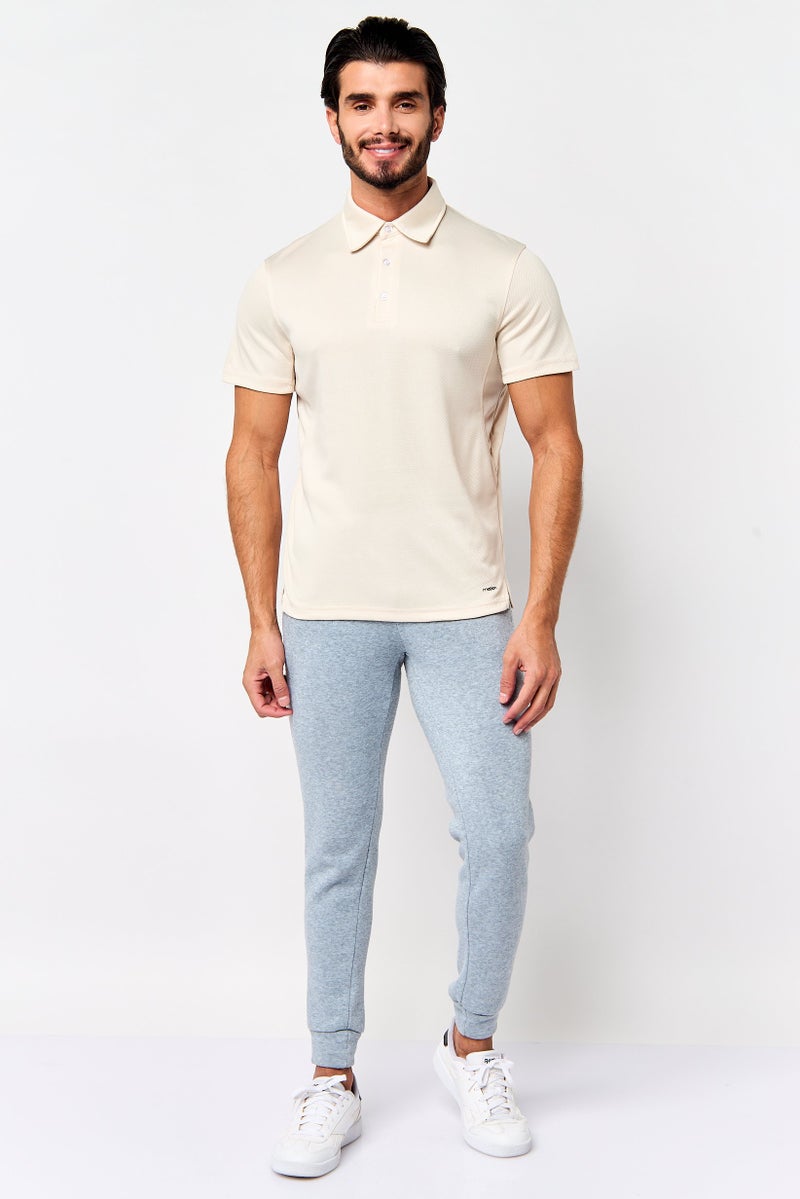 MOTION Men Sportswear Fit Short Sleeve Training Polo Shirt, Beige - Image 2