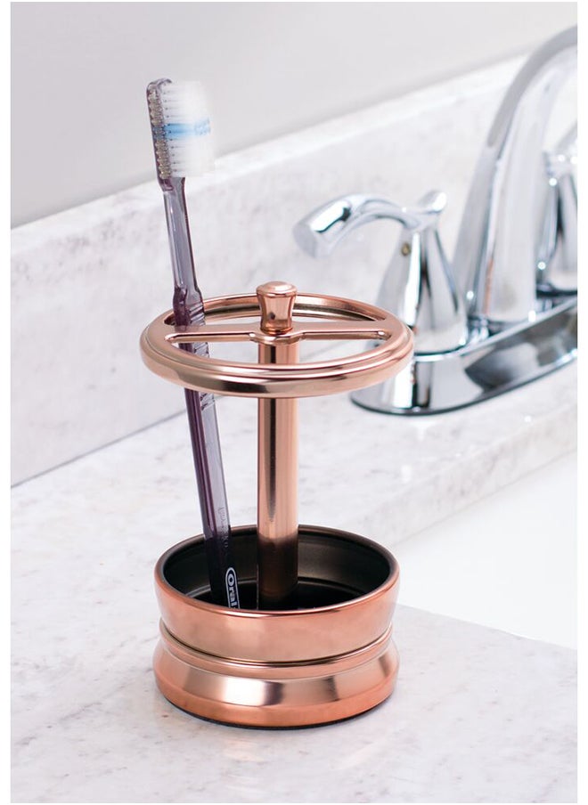 InterDesign - iDesign Sutton Toothbrush Holder Stand for Bathroom Vanity or Countertop, Rose Gold - Image 1