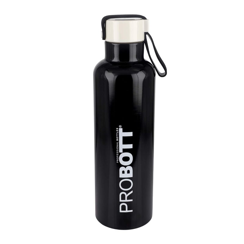 PROBOTT PROBOTT Thermosteel Vacuum Flask Hot Cold Sports Bottle Each 600ml Black Pack of 2  - Image 2