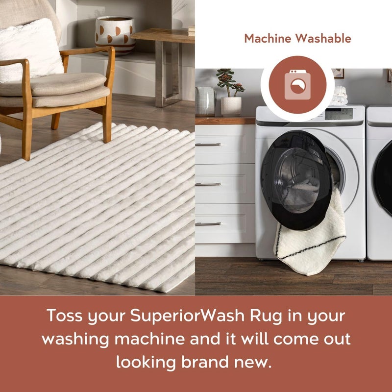 Nuloom SuperiorWash Collection Kai Off-White, 5' x 8', Fluffy and Cozy, High Traffic, Stain Resistant, Easy Clean, Durable Washable Area Rug for Bedroom, Living Room, Dining, Den, Foyer, Entryway - Image 3