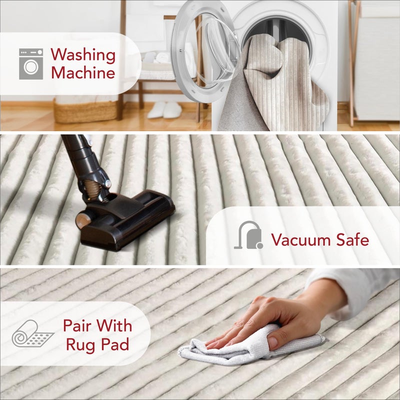 Nuloom SuperiorWash Collection Kai Off-White, 5' x 8', Fluffy and Cozy, High Traffic, Stain Resistant, Easy Clean, Durable Washable Area Rug for Bedroom, Living Room, Dining, Den, Foyer, Entryway - Image 4