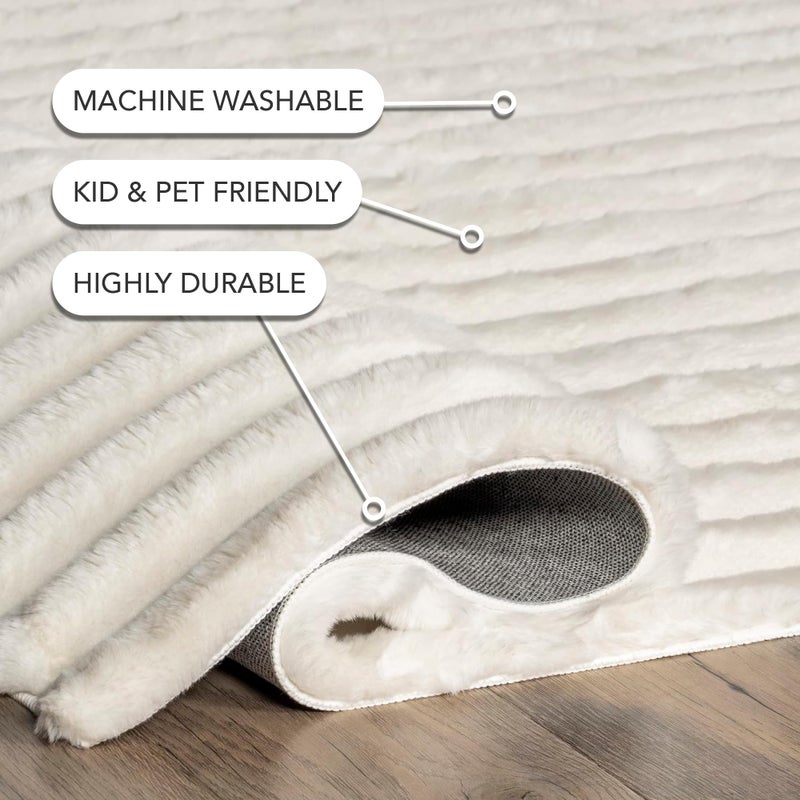 Nuloom SuperiorWash Collection Kai Off-White, 5' x 8', Fluffy and Cozy, High Traffic, Stain Resistant, Easy Clean, Durable Washable Area Rug for Bedroom, Living Room, Dining, Den, Foyer, Entryway - Image 5