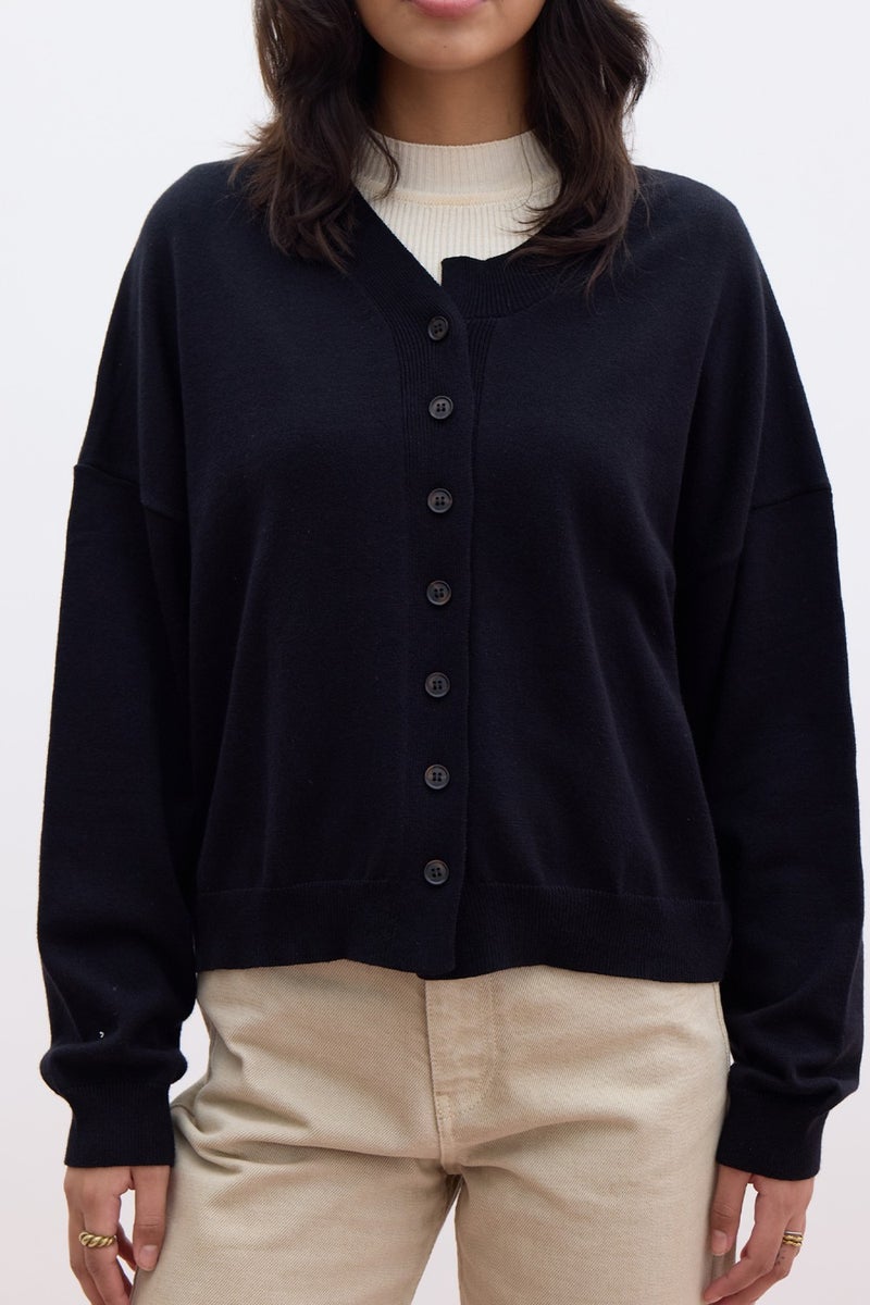 Manuka Soft Texture Oversized Knit Cardigan Black  - Image 5