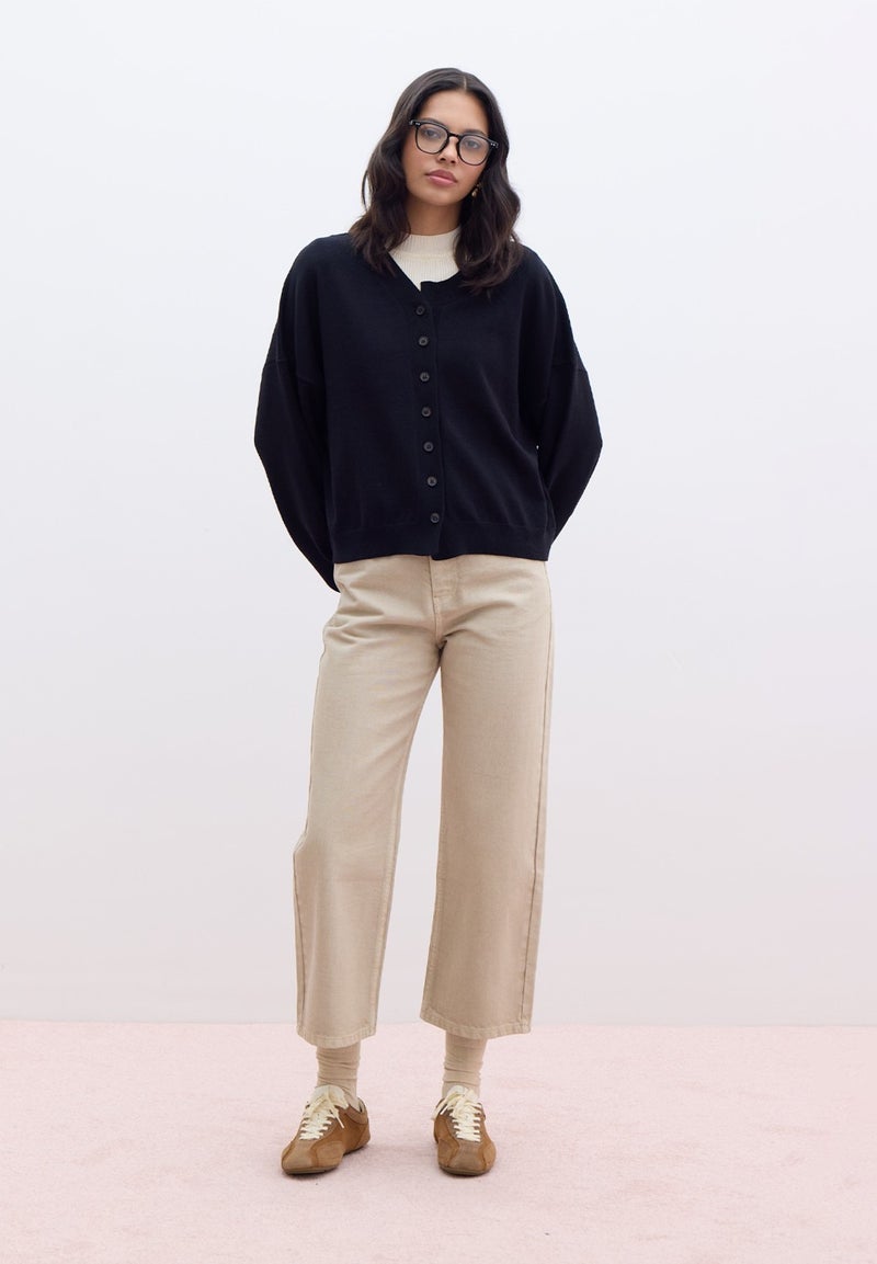 Manuka Soft Texture Oversized Knit Cardigan Black  - Image 3