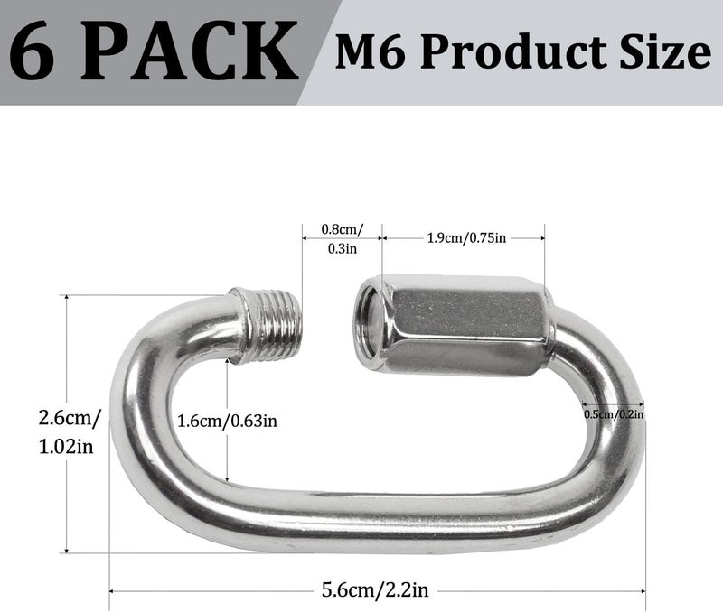 Acquwistach Locking Carabiner Clips, Stainless Steel Spring Snap Hook Locking Carabiner Heavy Duty - 304 Premium Stainless Steel Thumb Screw Carabiner Clip - Image 4