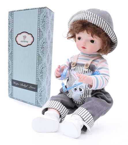 Cloveray BJD Dolls 14 Ball Jointed Doll Fullset 20 Inch 50cm Full Vinyl Girl with 15 Articulated Joints and Brown Glass Eyes Art Collectible RebornStyle Doll for Ages 14 Gift Box Gray Outfit - Image 1