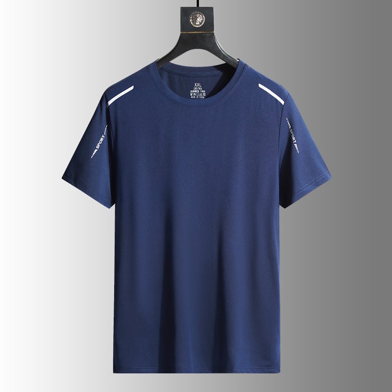 T-Shirt Men'S Ice Silk Short Sleeve Men'S Summer Solid Color Loose Breathable High Elastic Quick-Drying Sports Leisure Men'S T-Shirt Half Sleeve - Image 4