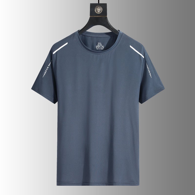 T-Shirt Men'S Ice Silk Short Sleeve Men'S Summer Solid Color Loose Breathable High Elastic Quick-Drying Sports Leisure Men'S T-Shirt Half Sleeve - Image 1