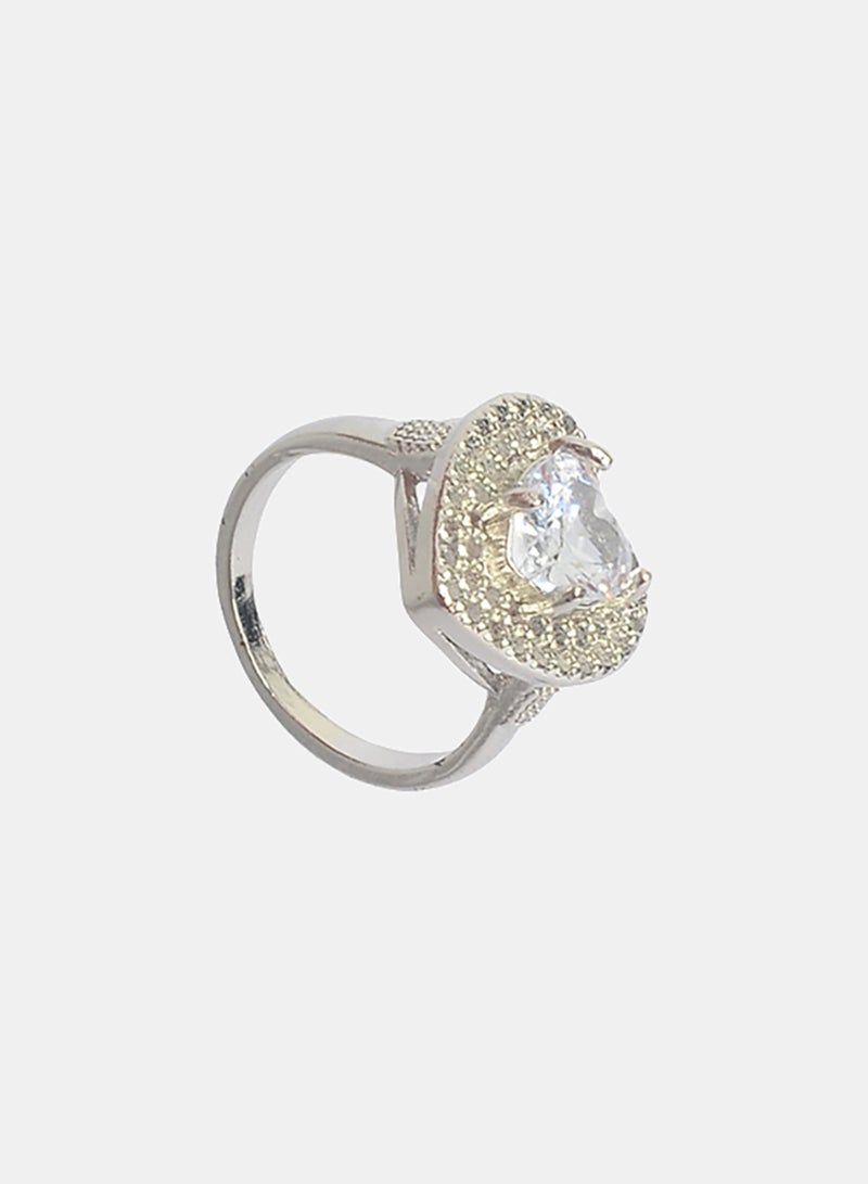 Akher el Ankoud Women'S Ring With A "Heart" Design, Set With A Sparkling Center Stone. - Image 1