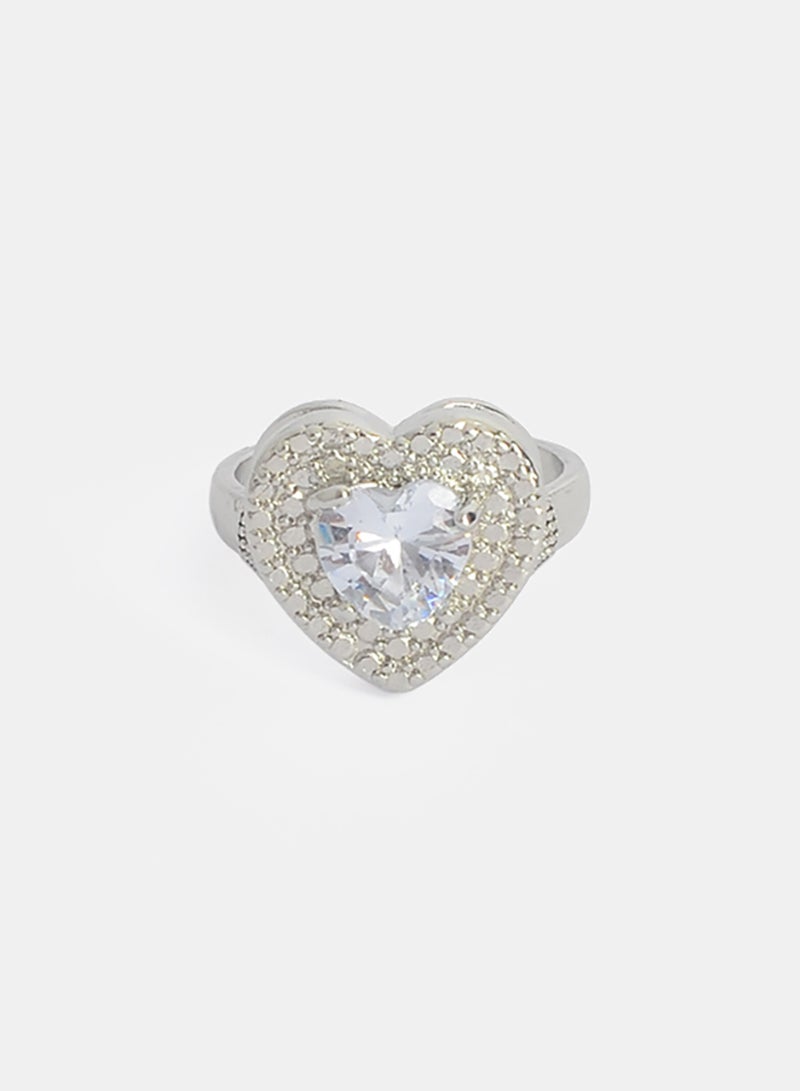 Akher el Ankoud Women'S Ring With A "Heart" Design, Set With A Sparkling Center Stone. - Image 2