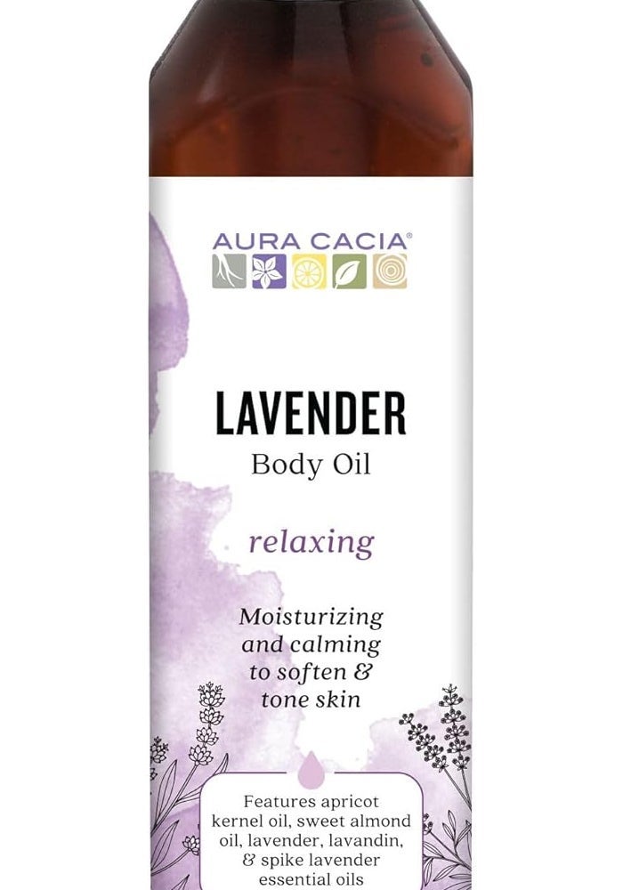 Aura Cacia Relaxing Lavender Body Oil, 8 Fluid Ounce (Pack of 2) - Image 1