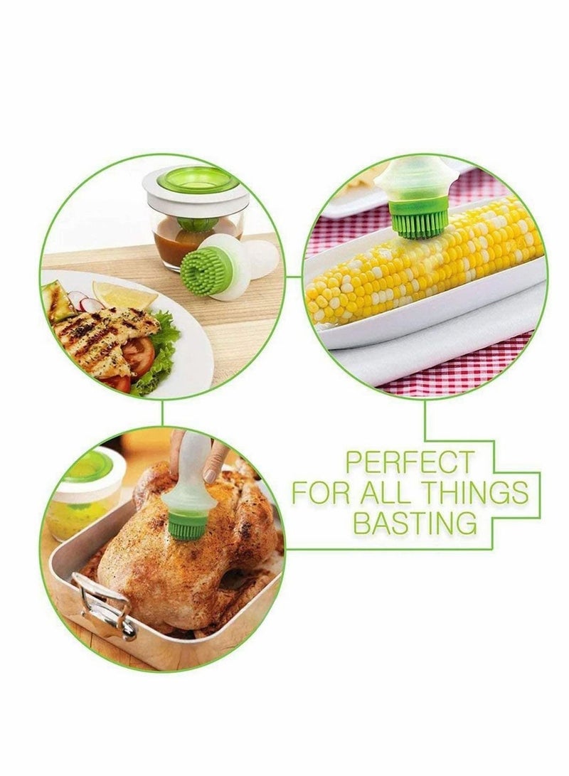 Oil Bottle and Brush Set, Heat-resistant Barbecue Brush for Silicone Oil Brush Glass Oil Container Basting Set Kitchen Tools Set Silicone Oil Brush BBQ Tool Honey Brushes - Image 3