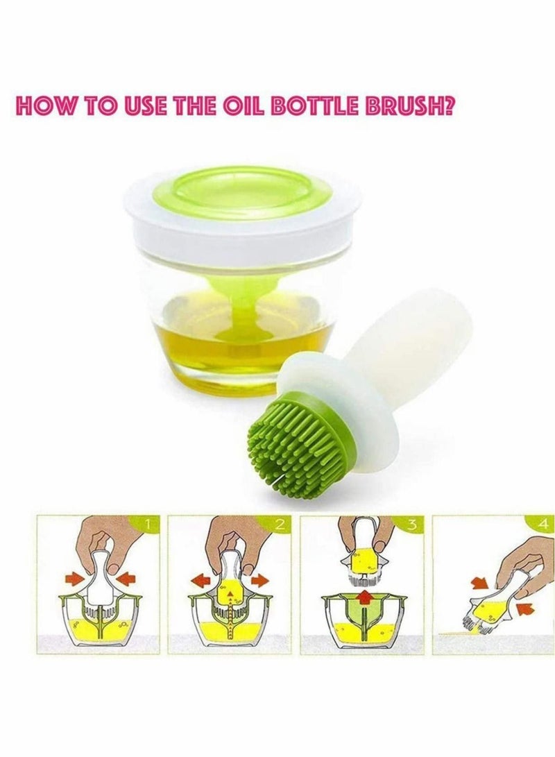 Oil Bottle and Brush Set, Heat-resistant Barbecue Brush for Silicone Oil Brush Glass Oil Container Basting Set Kitchen Tools Set Silicone Oil Brush BBQ Tool Honey Brushes - Image 2