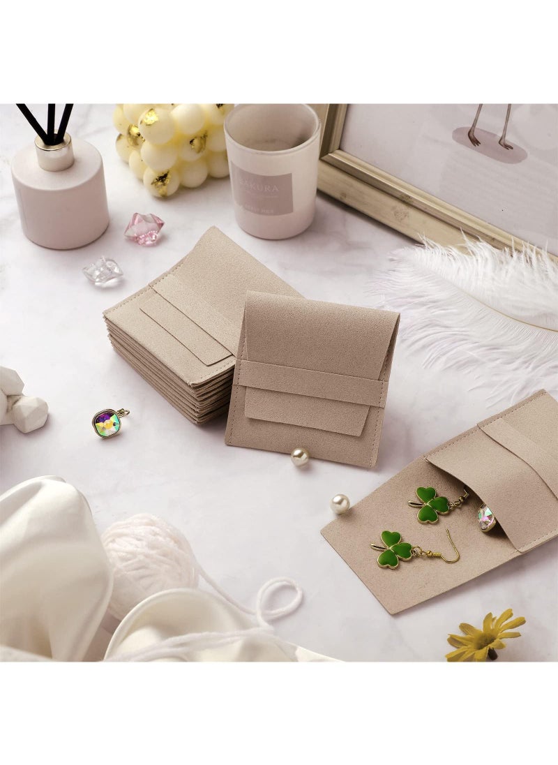 Sweet seven Microfiber Jewelry Pouch Set, 20 Pcs of 10x10cm Luxury Gift Bags, for Necklaces, Earrings, and Rings in Beige, Pocket with Dividers for Ring, Necklace, Earring, and Bracelet Storage  - Image 5