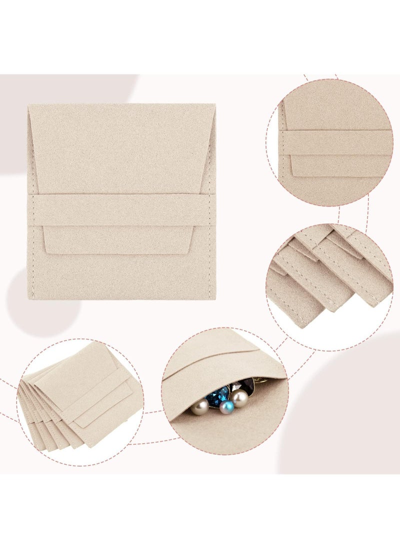 Sweet seven Microfiber Jewelry Pouch Set, 20 Pcs of 10x10cm Luxury Gift Bags, for Necklaces, Earrings, and Rings in Beige, Pocket with Dividers for Ring, Necklace, Earring, and Bracelet Storage  - Image 3