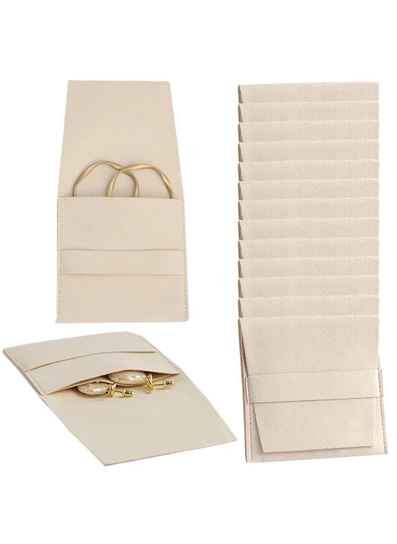 Sweet seven Microfiber Jewelry Pouch Set, 20 Pcs of 10x10cm Luxury Gift Bags, for Necklaces, Earrings, and Rings in Beige, Pocket with Dividers for Ring, Necklace, Earring, and Bracelet Storage  - Image 1