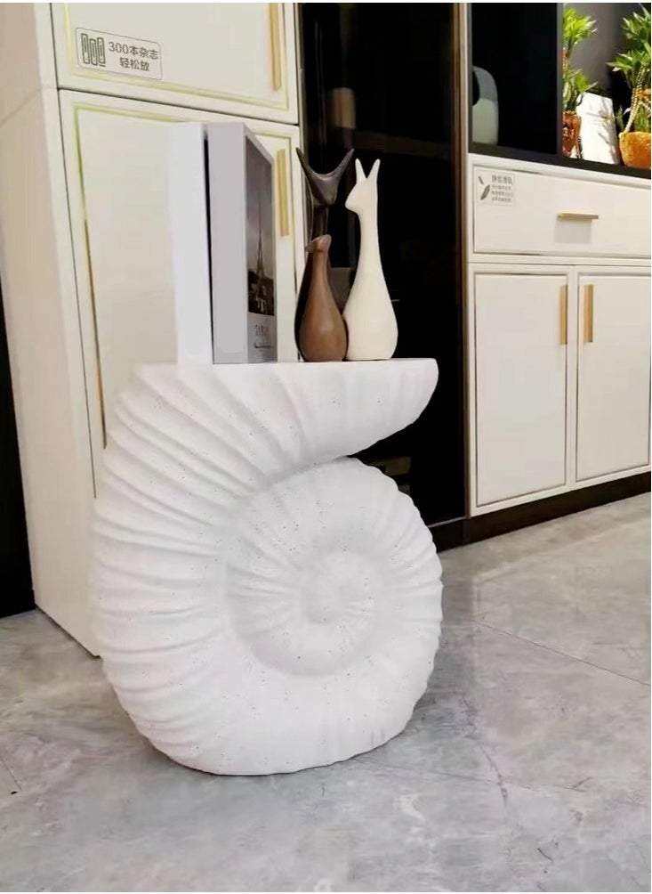 Raffine Terrazzo Side Table Bedside Table Coffee Table Cafe Table Sofa Side Table End Table Snack Table Fashion Design for Living Room Bedroom Office Retail White 48 x 30 x 50 cm (Fully Assembled)  - Image 4