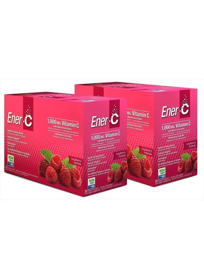 Ener-C مشروب متعدد الفيتامينات بنكهة التوت، 1000 ملغ فيتامين C، غير معدّل وراثيًا، نباتي، مساحيق عصير فواكه حقيقية، دعم مناعي طبيعي، إلكتروليتات، خالي من الغلوتين، 30 حبة (عبوة من 2) - Image 1