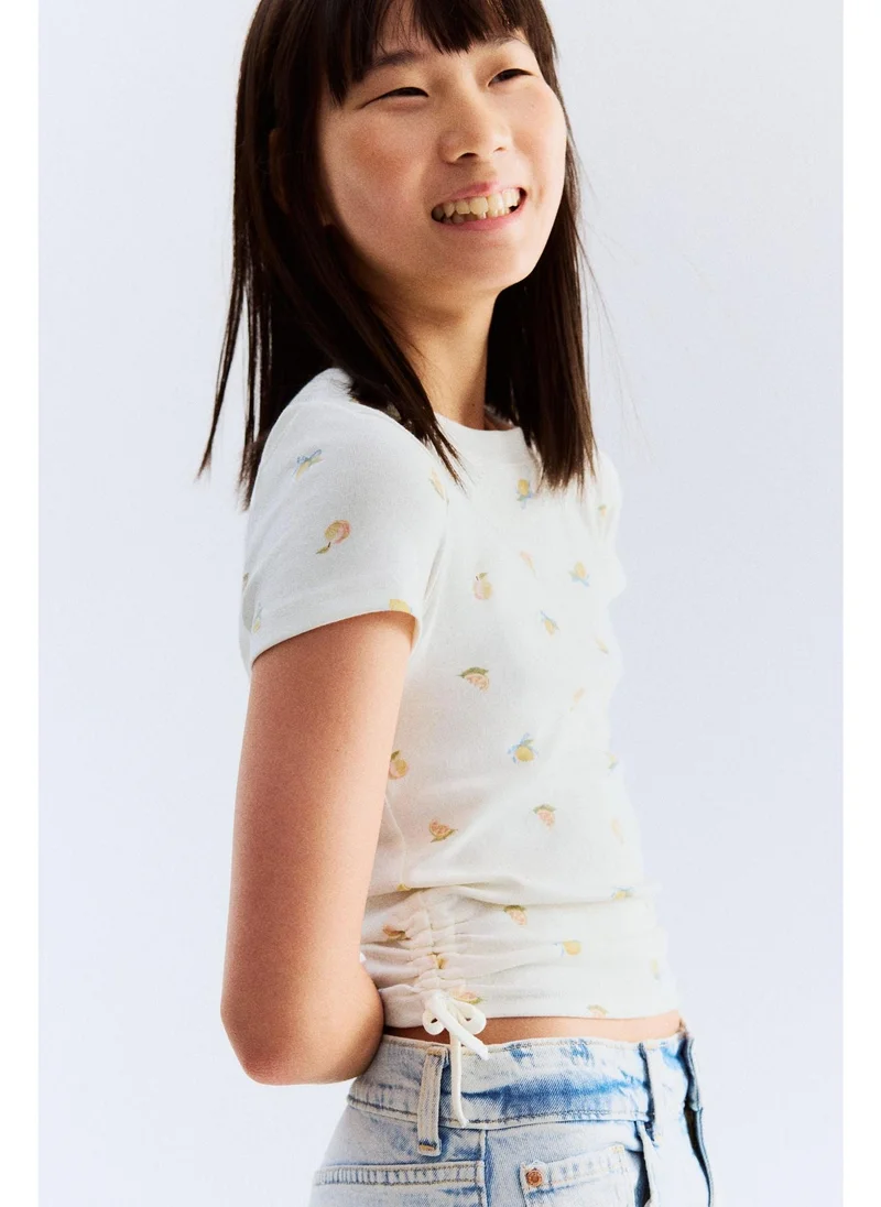 اتش اند ام Drawstring-detail jersey top