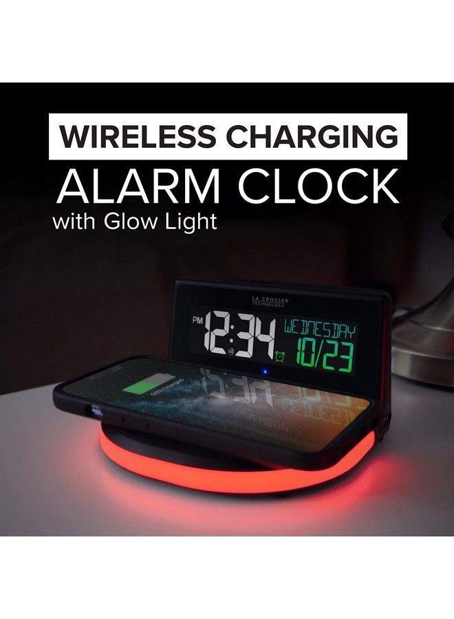 La Crosse Technology 617148 Wireless Charging Alarm Clock With Glowing Light Base - Image 3