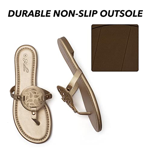 katliu صنادل كاتليو النسائية المسطحة flip flop صنادل مريحة أنيقة صنادل ثونغ ذهبية 8 - Image 4