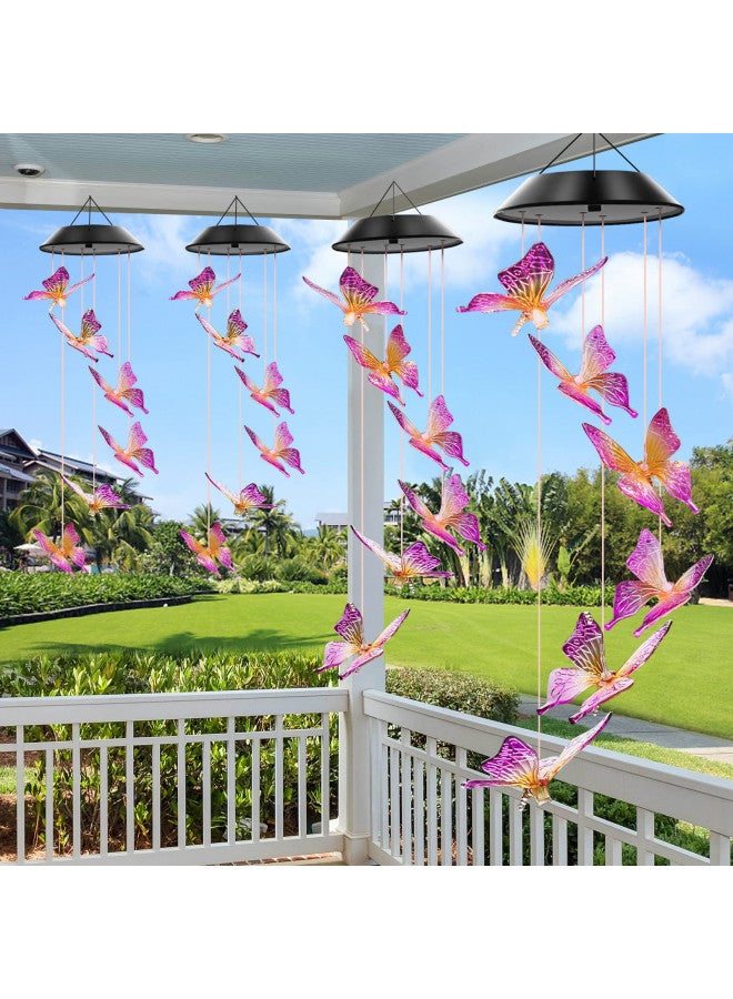 WENANA Purple Butterfly Solar Wind Chimes Color Changing Lights Outdoor, Best Gifts for Mom Grandma Women Wife Aunt Sister, Unique Mobile Wind Chime, Garden Yard Decor - Image 4