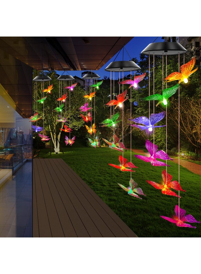 WENANA Purple Butterfly Solar Wind Chimes Color Changing Lights Outdoor, Best Gifts for Mom Grandma Women Wife Aunt Sister, Unique Mobile Wind Chime, Garden Yard Decor - Image 3