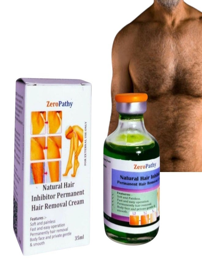 Zero Pathy Natural Permanent Hair Remover and Growth Inhibitor Facial Remove Cream Beard Bikini Face Legs Arm Body Armpit dark underarm cream Leg Hair stop for Permanent Hair Reduction Upper Lip Hair vanish Natural Growth Stop Ingredients. 35ml - Image 1