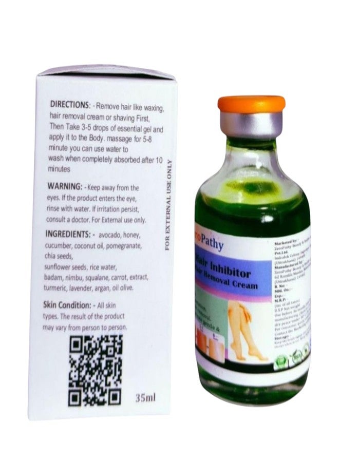 Zero Pathy Natural Permanent Hair Remover and Growth Inhibitor Facial Remove Cream Beard Bikini Face Legs Arm Body Armpit dark underarm cream Leg Hair stop for Permanent Hair Reduction Upper Lip Hair vanish Natural Growth Stop Ingredients. 35ml - Image 2