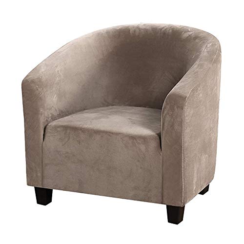 MIFXIN Tub Chair Slipcover Velvet High Stretch Club Chair Cover Spandex Elastic Armchair Couch Cover Sofa Furniture Protector for Living Room Hotel Bar Counter Camel