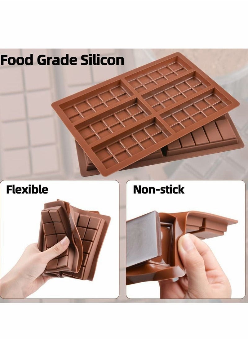 Generic - Silicone Chocolate Molds, Rectangle Chocolate Bar Sweet Molds Silicone Bakeware Wax Melt Molds, Non-Stick and Bpa Free for Hard Candy, Chocolate, Gummy, Caramel, Ganache, Ice Cubes Mini Silicone Molds - Image 1