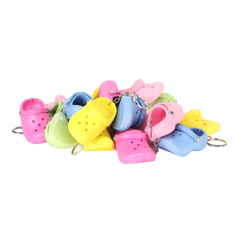 20pcs Shoe Keychains 5 Colors Flexible Reusable Eva Process Beach Hole Shoes Key Chains for DIY Backpack - Image 2