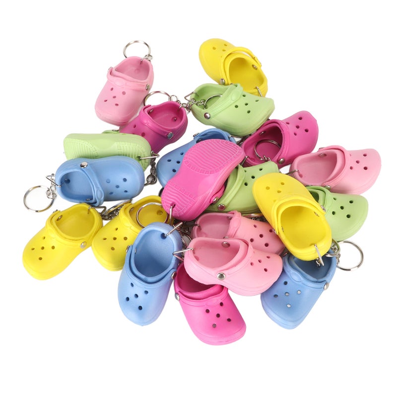 20pcs Shoe Keychains 5 Colors Flexible Reusable Eva Process Beach Hole Shoes Key Chains for DIY Backpack - Image 5