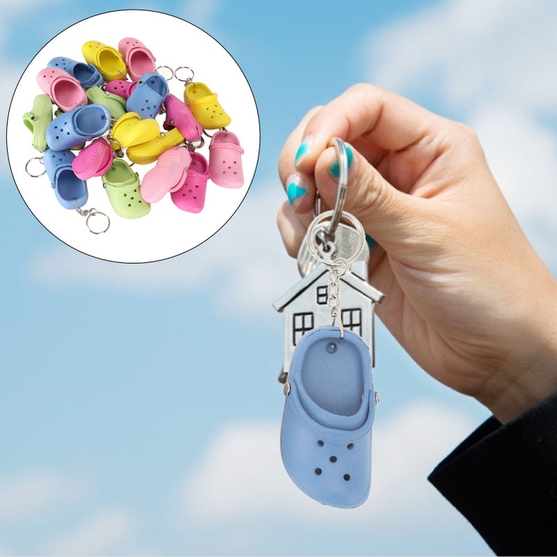 20pcs Shoe Keychains 5 Colors Flexible Reusable Eva Process Beach Hole Shoes Key Chains for DIY Backpack - Image 1