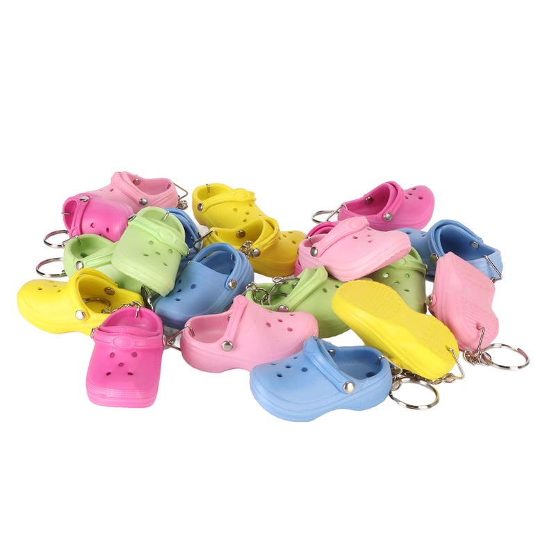 20pcs Shoe Keychains 5 Colors Flexible Reusable Eva Process Beach Hole Shoes Key Chains for DIY Backpack - Image 4